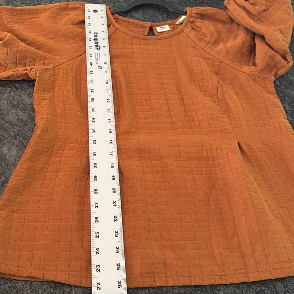 LEVIS Cait Puff-Sleeve Blouse Burnt Orange Size Large - Picture 13 of 16